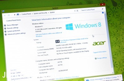 Windows 8 system information showing 16B RAM