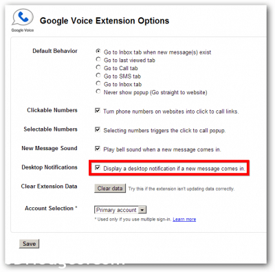 Option to disable Google Voice extension popups