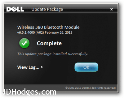 Dell Wireless 380 bluetooth driver complete install