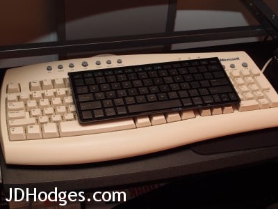 AmazonBasics on top of vintage full size Microsoft keyboard