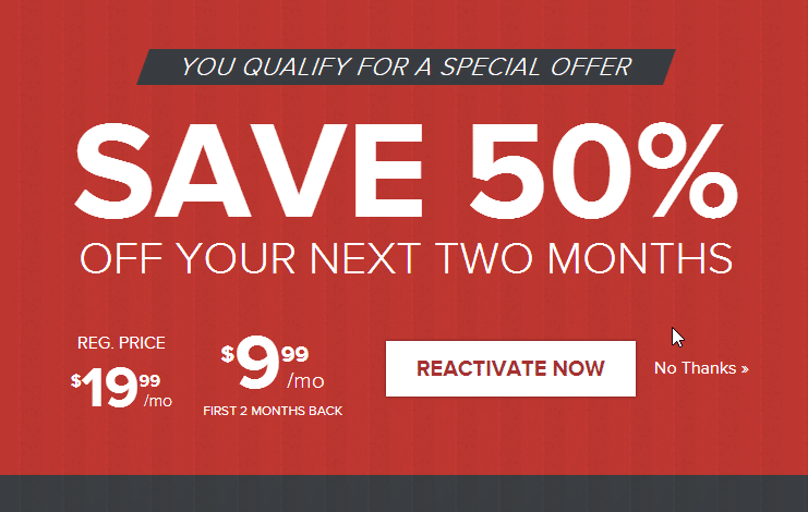 50% off your next two months