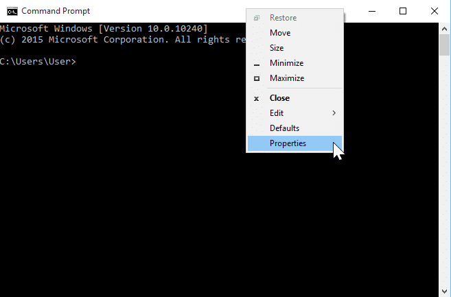 Right click the command prompt toolbar and select Properties to adjust the font size