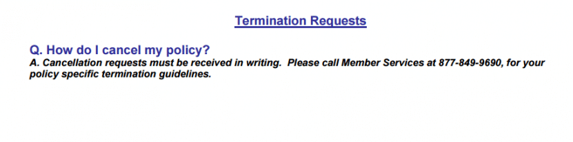 Policy Termination Request Info