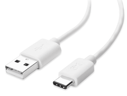 White USB-C to USB-A cable