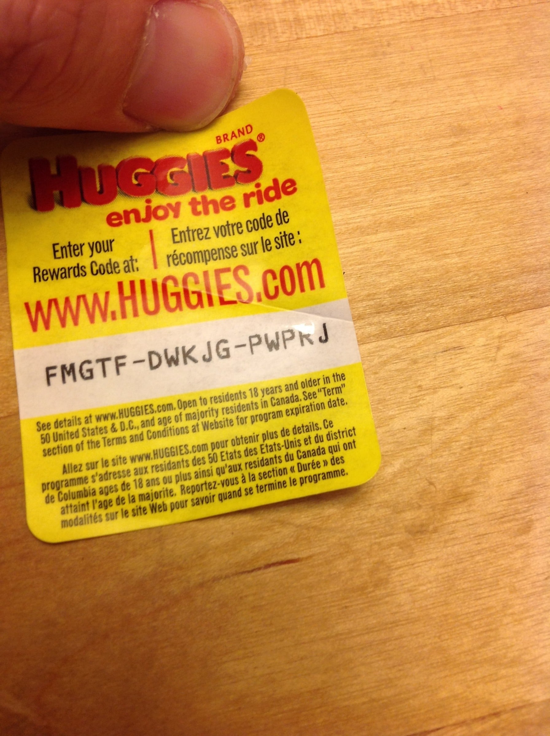 NEW Huggies enjoy the ride reward code J.D. Hodges