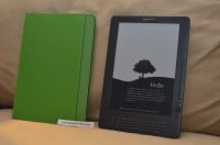 Kindle DX and green leather cover