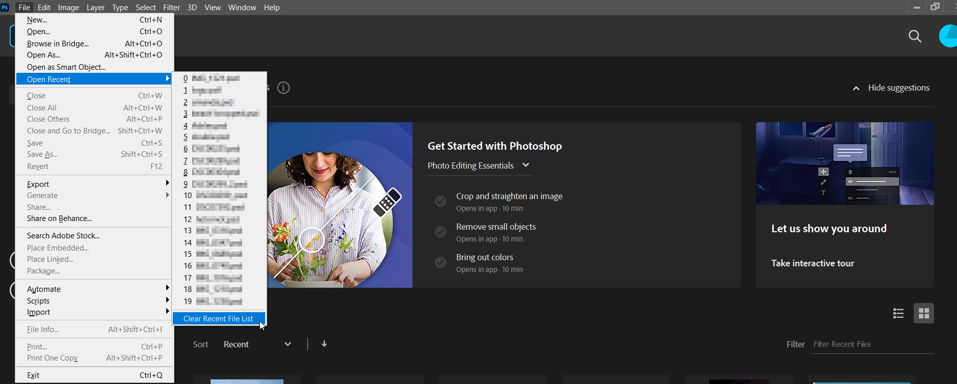 How to clear the recent files list in J.D. Hodges