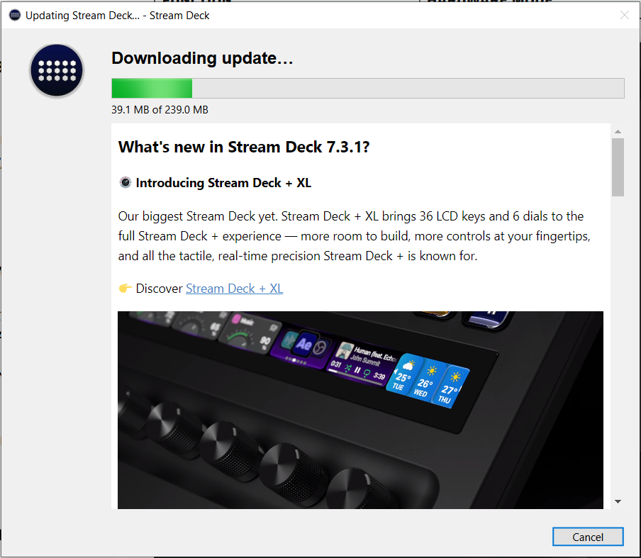 Stream Deck update downloading