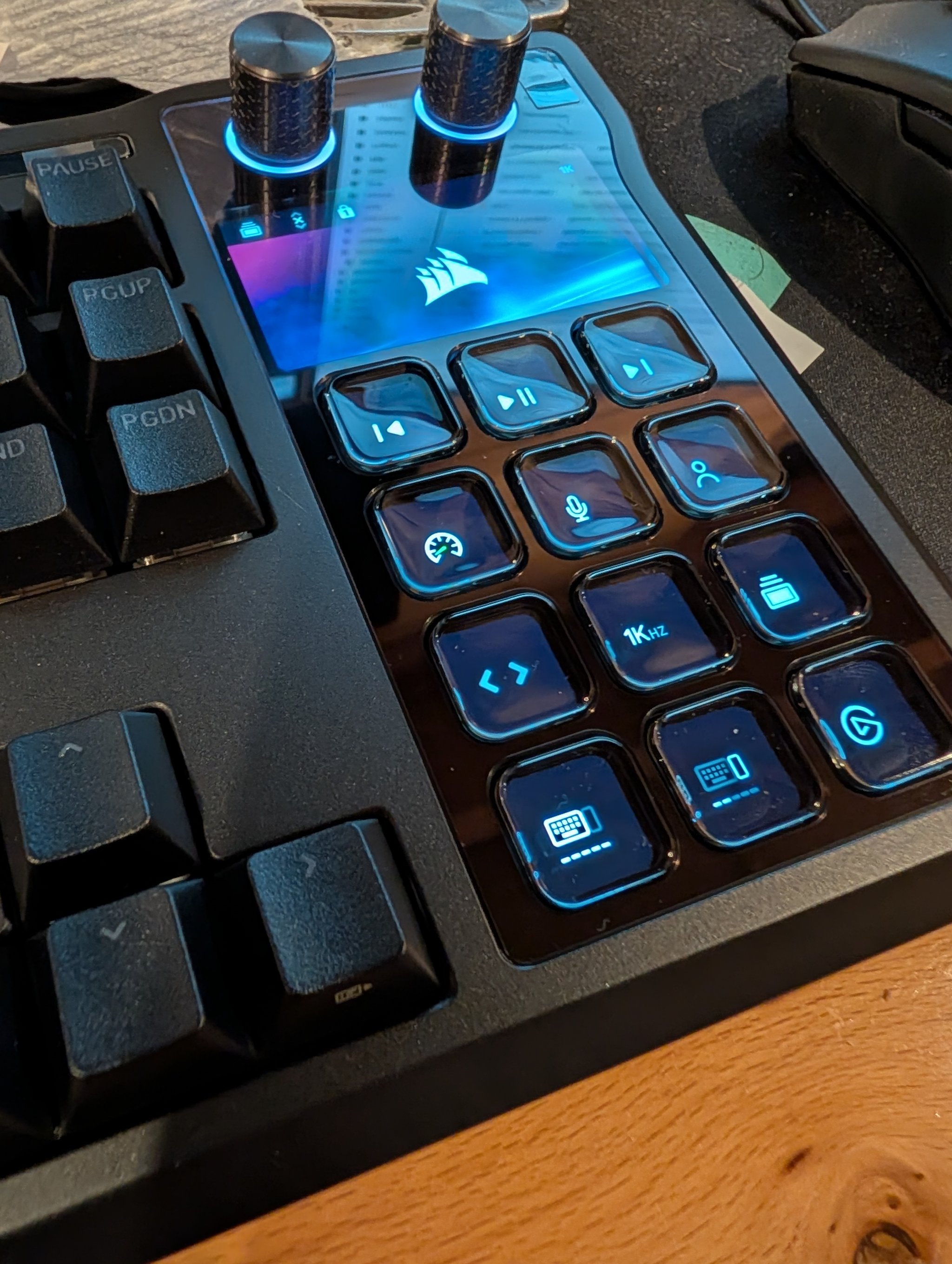 Stream Deck section showing dials, 5-inch screen, and LCD keys up close