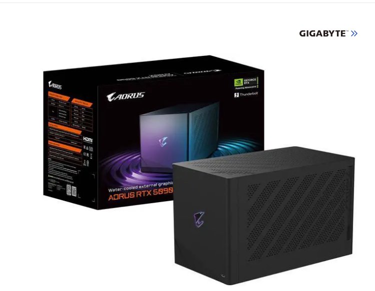 Gigabyte AORUS RTX 5090 AI BOX product listing on Newegg showing 32GB GDDR7 PCI Express 5.0 x16 Graphics Card