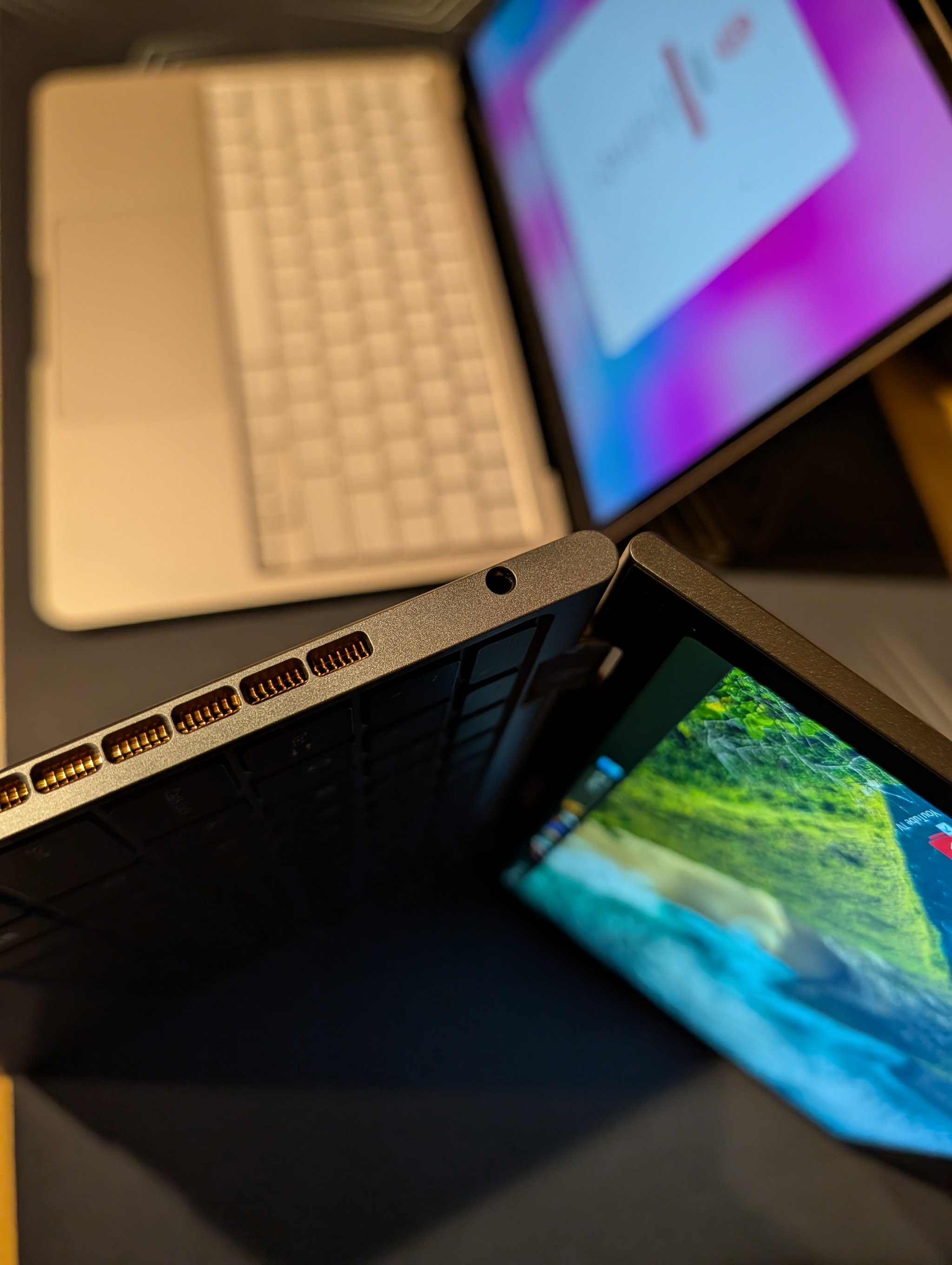 Chuwi MiniBook X cooling vents showing active fan ventilation