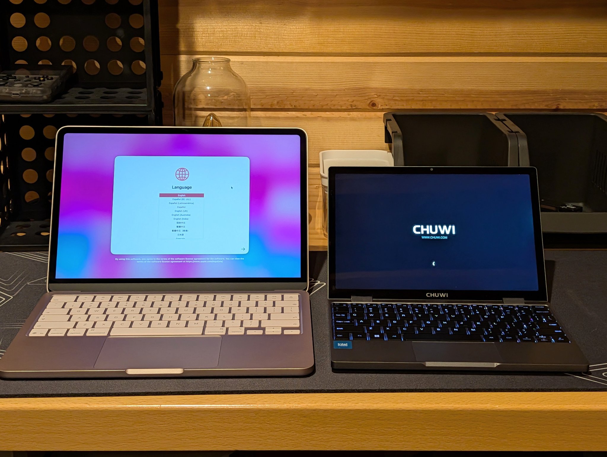 MacBook Neo and Chuwi MiniBook X side by side showing size comparison