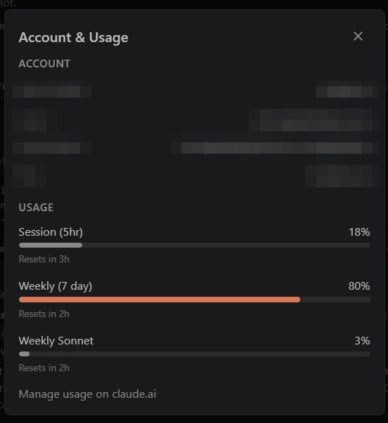 Claude Code slash usage panel showing Session 5hr at 18 percent resets in 3 hours, Weekly 7 day at 80 percent resets in 2 hours, and Weekly Sonnet at 3 percent